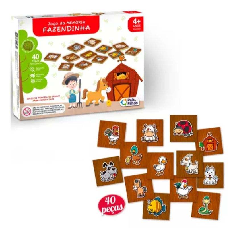 JOGO DA MEMORIA MDF FAZENDINHA C/40 PCS 